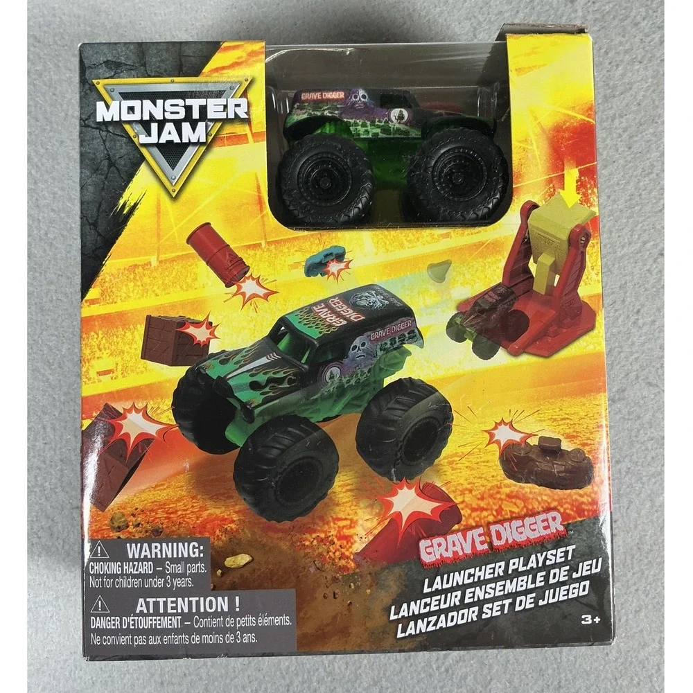 Monster Jam Grave Digger Launcher Playset Spin Master Truck & Accessories 3+ New